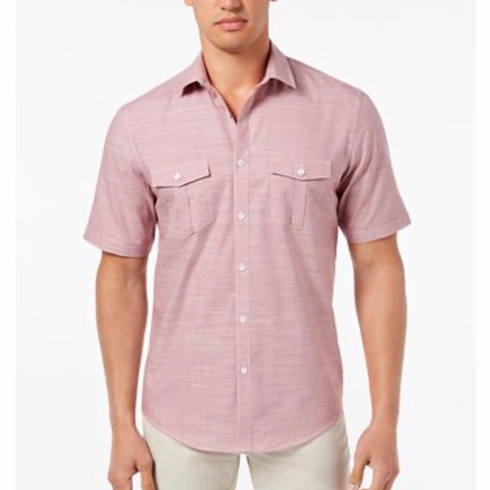 ALFANI slim fit red, button down EUC